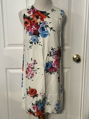 NWT Dolce & Gabbana White Floral Mini Dress with Pink, Red and Blue Blooms